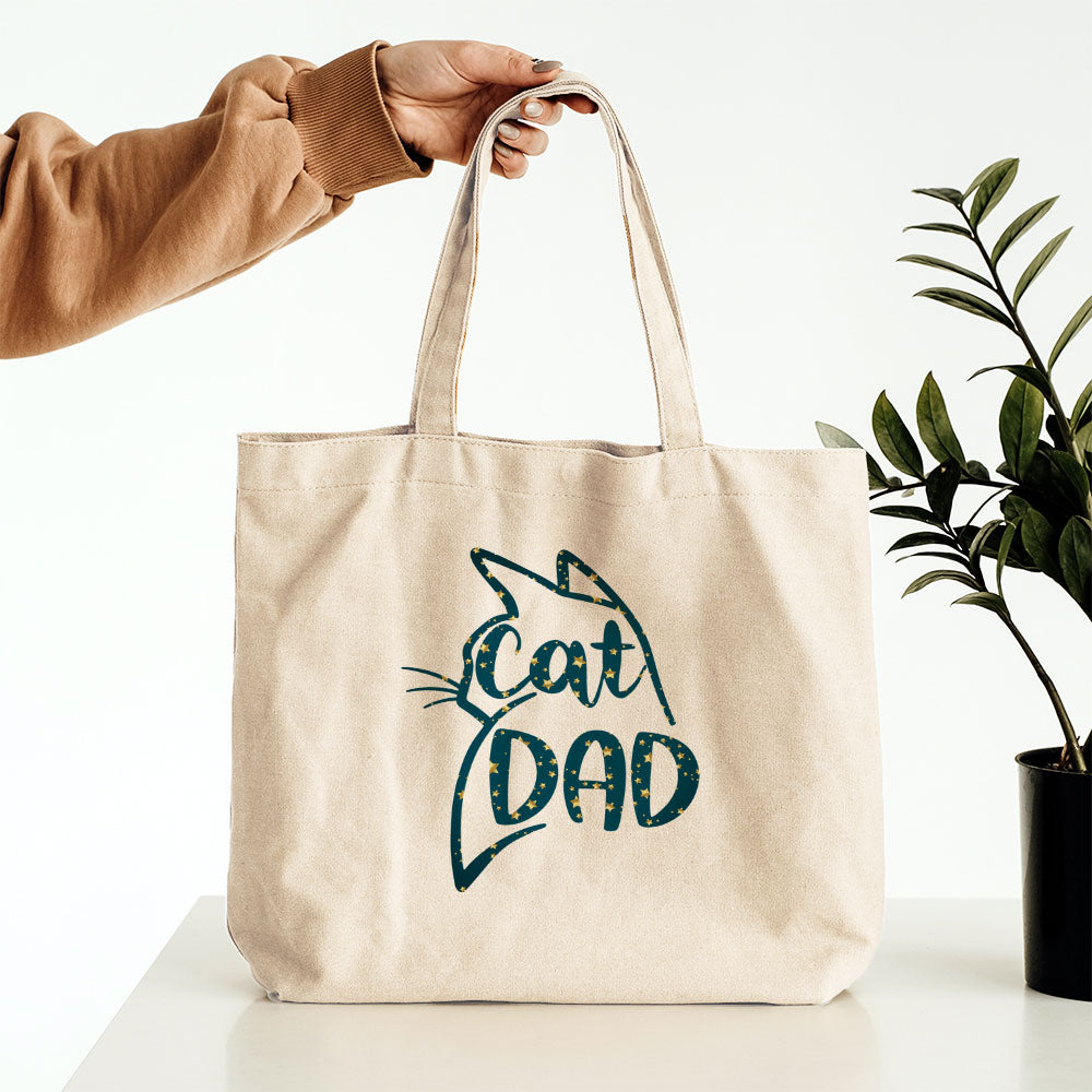 Cat Dad In Star Pattern Tote at $22.95 found at Personalizedpetlovergifts