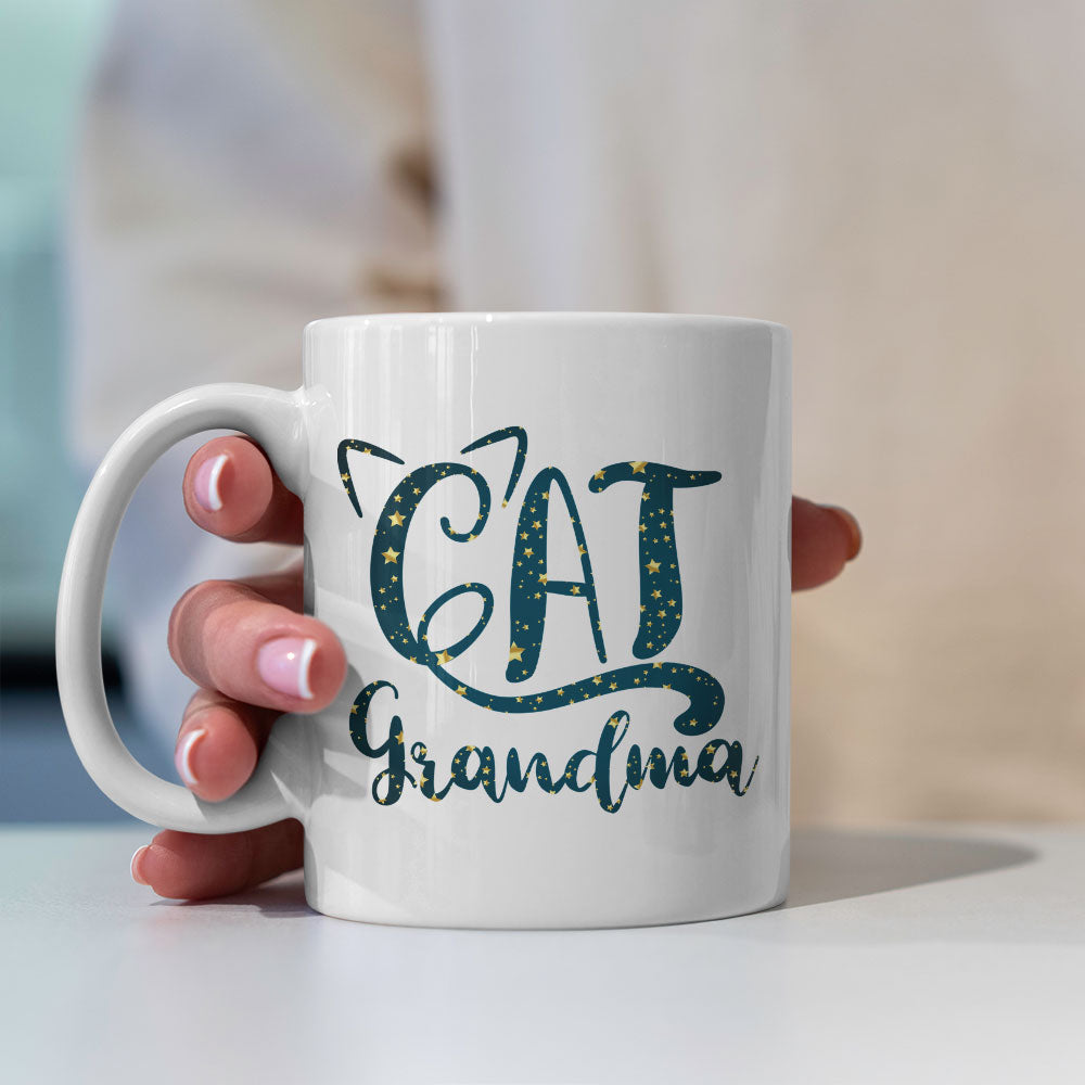 Cat Grandma In Star Pattern Mug at $13.95 found at Personalizedpetlovergifts