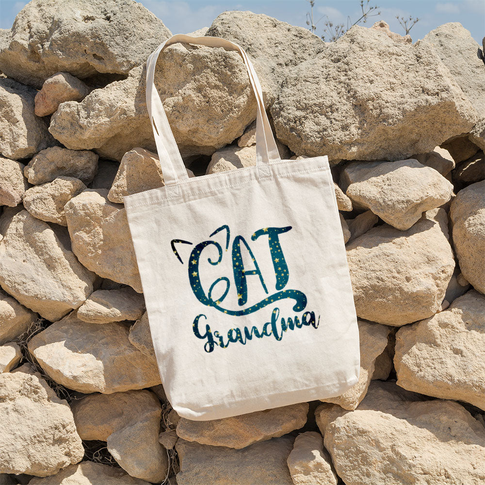 Cat Grandma In Star Pattern Tote at $22.95 found at Personalizedpetlovergifts