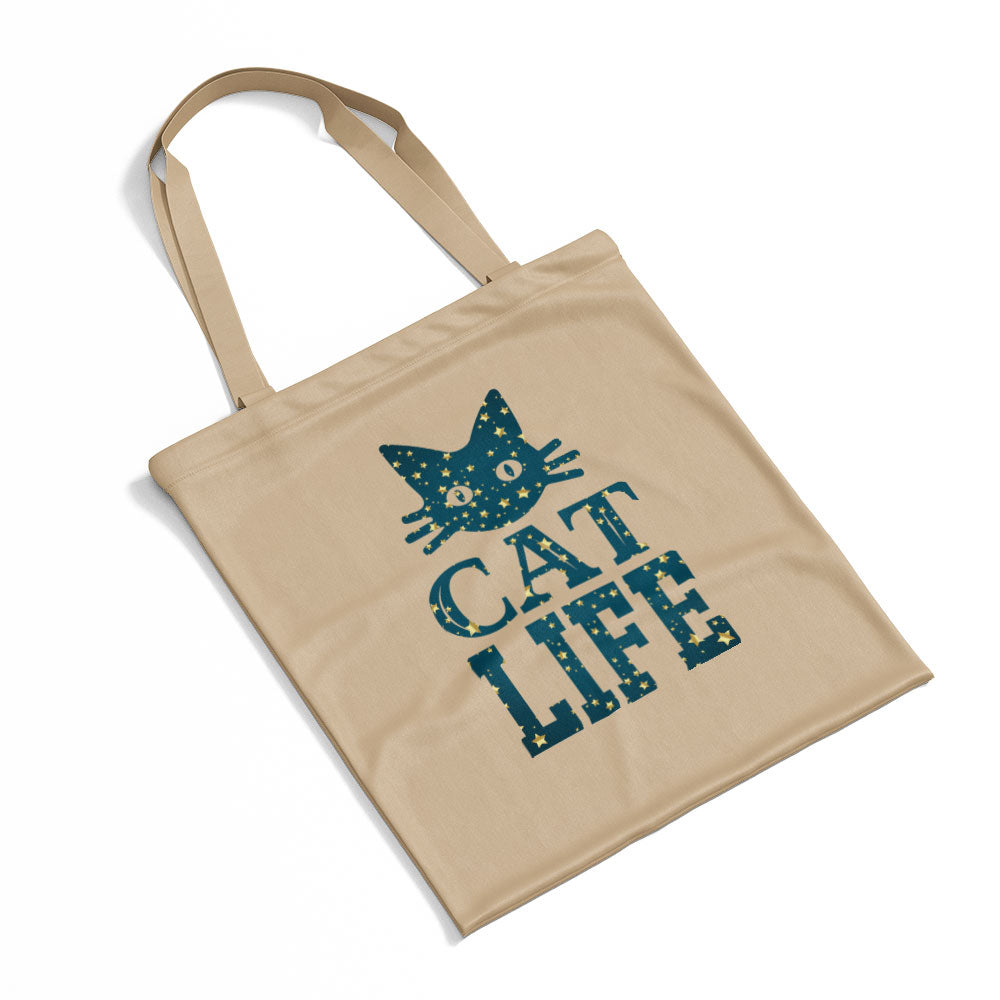 Cat Life In Star Pattern Tote at $22.95 found at Personalizedpetlovergifts