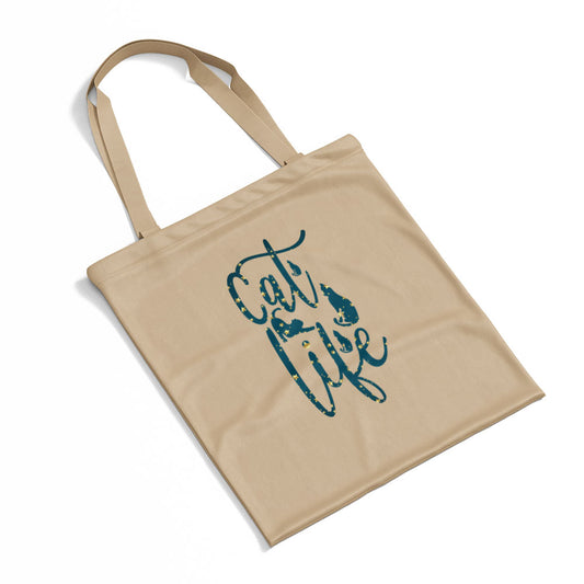 Cat Life With Cat Silhouettes In Star Pattern Tote at $22.95 found at Personalizedpetlovergifts