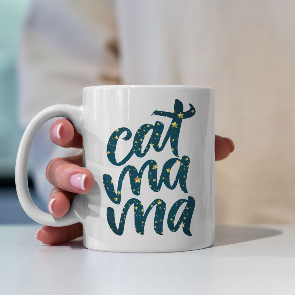 Cat Ma Ma In Star Pattern Mug at $13.95 found at Personalizedpetlovergifts