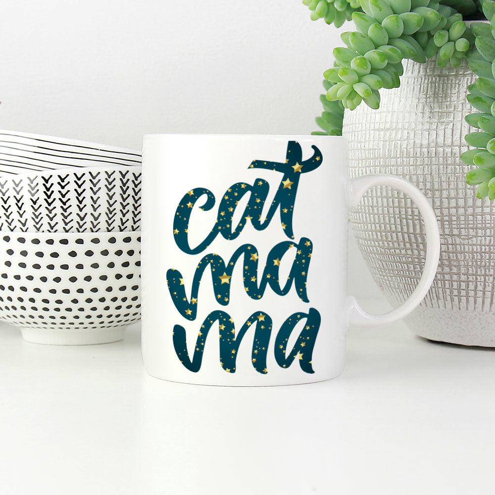 Cat Ma Ma In Star Pattern Mug at $13.95 found at Personalizedpetlovergifts