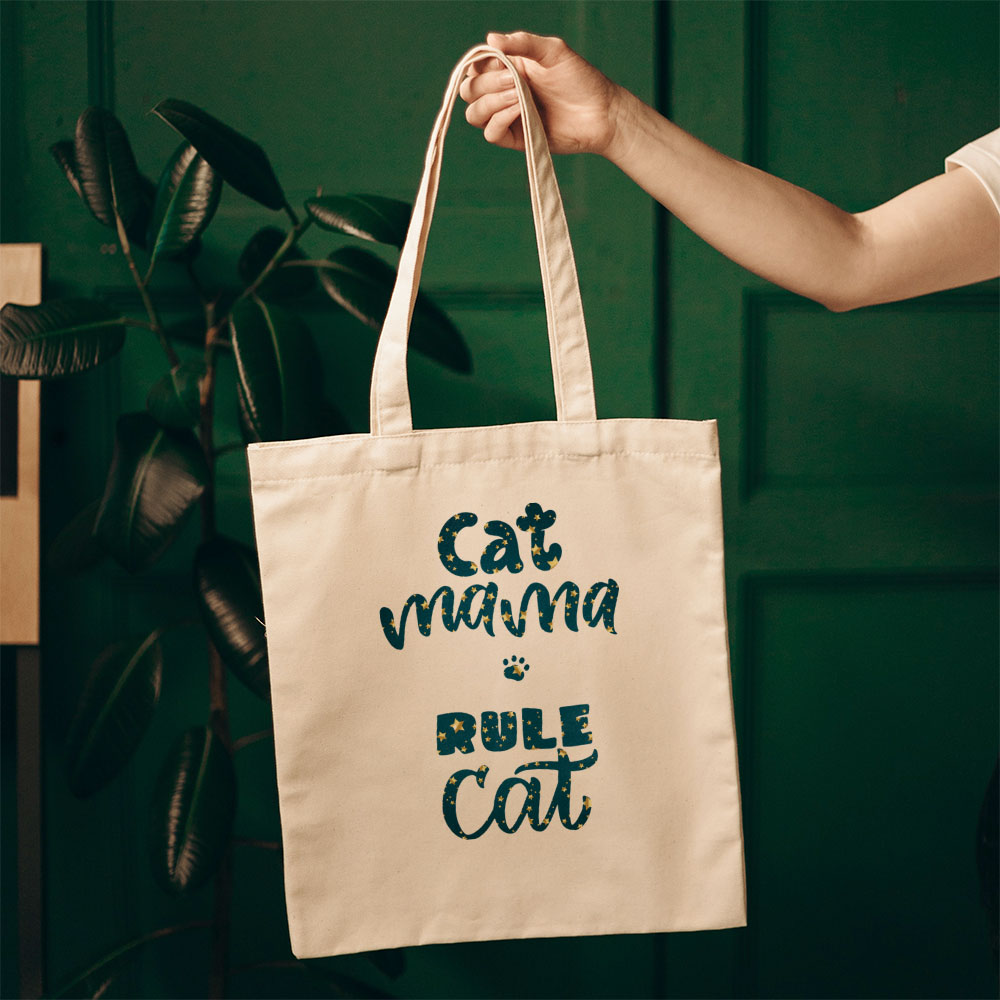 Cat Mama Rule Cat In Star Pattern Tote at $22.95 found at Personalizedpetlovergifts