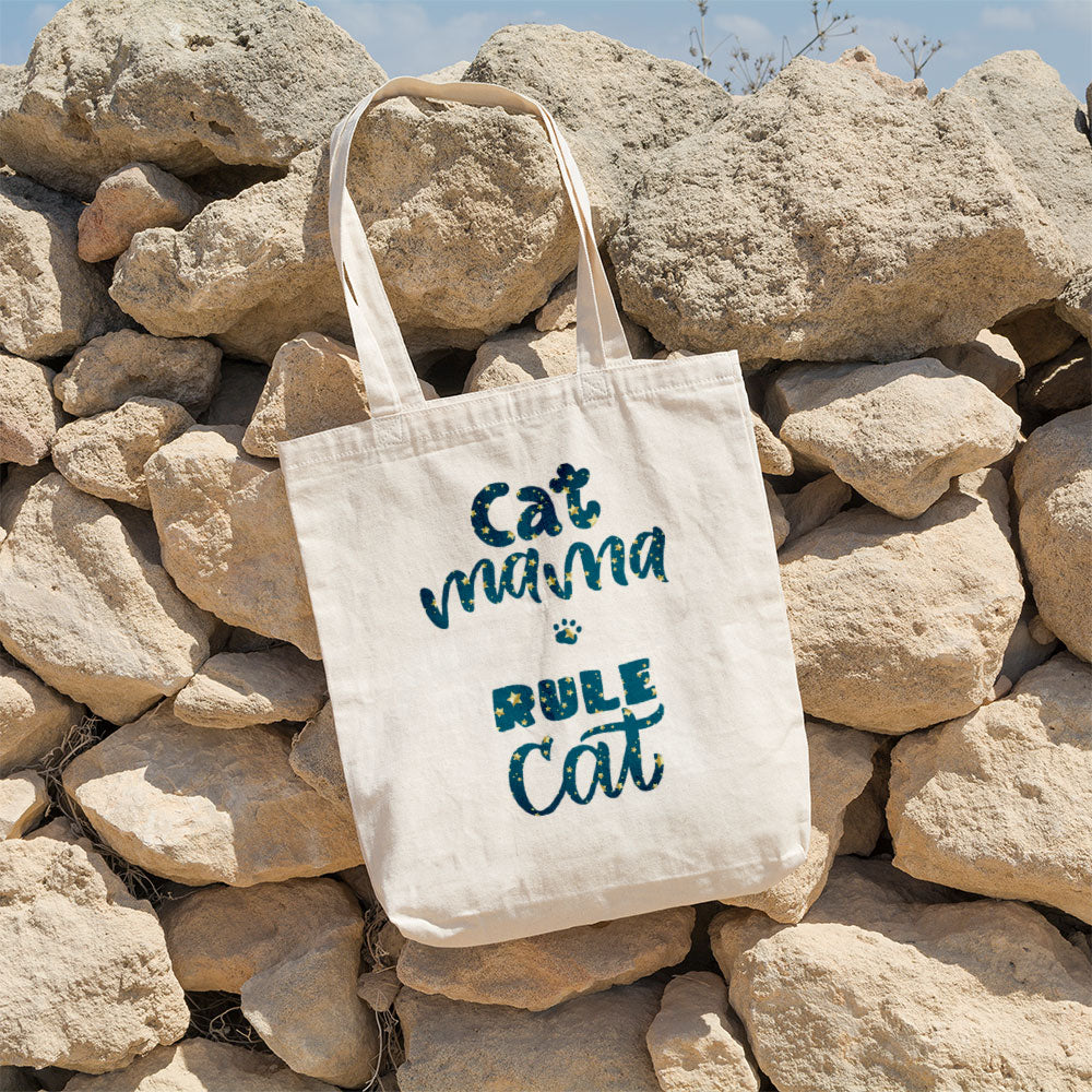 Cat Mama Rule Cat In Star Pattern Tote at $22.95 found at Personalizedpetlovergifts