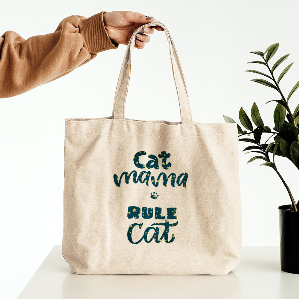 Cat Mama Rule Cat In Star Pattern Tote at $22.95 found at Personalizedpetlovergifts