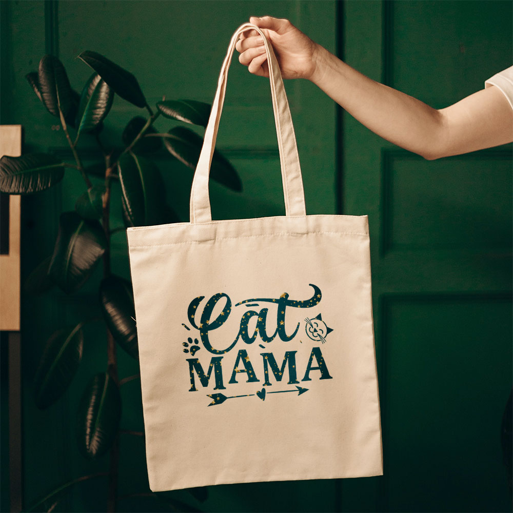 Cat Mama With Arrowsq In Star Pattern Tote at $22.95 found at Personalizedpetlovergifts