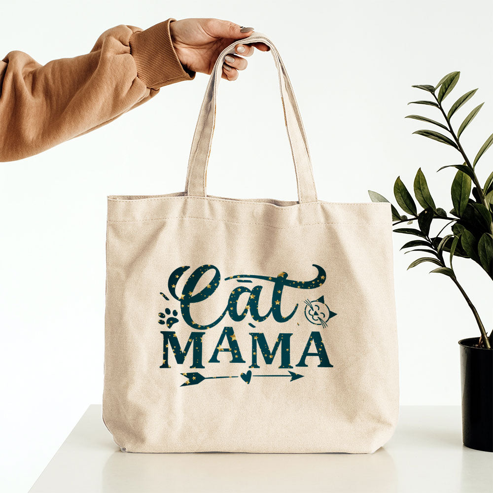 Cat Mama With Arrowsq In Star Pattern Tote at $22.95 found at Personalizedpetlovergifts