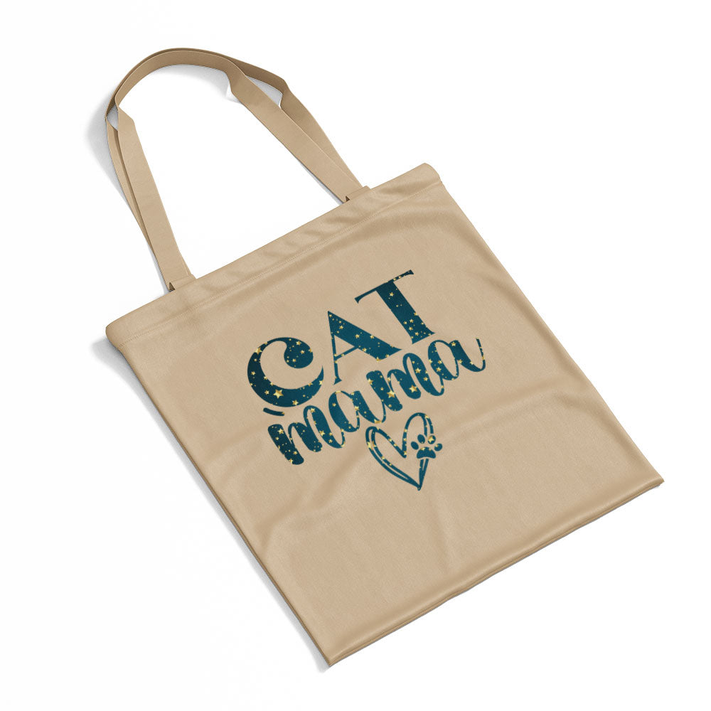 Cat Mama With Heart In Star Pattern Tote at $22.95 found at Personalizedpetlovergifts