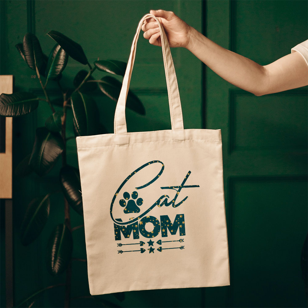 Cat Mom With Arrows In Star Pattern Tote at $22.95 found at Personalizedpetlovergifts