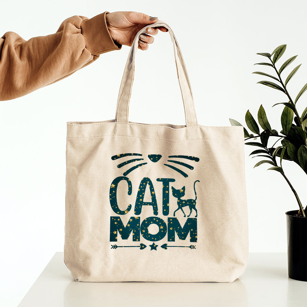 Cat Mom With Cat In Star Pattern Tote at $22.95 found at Personalizedpetlovergifts