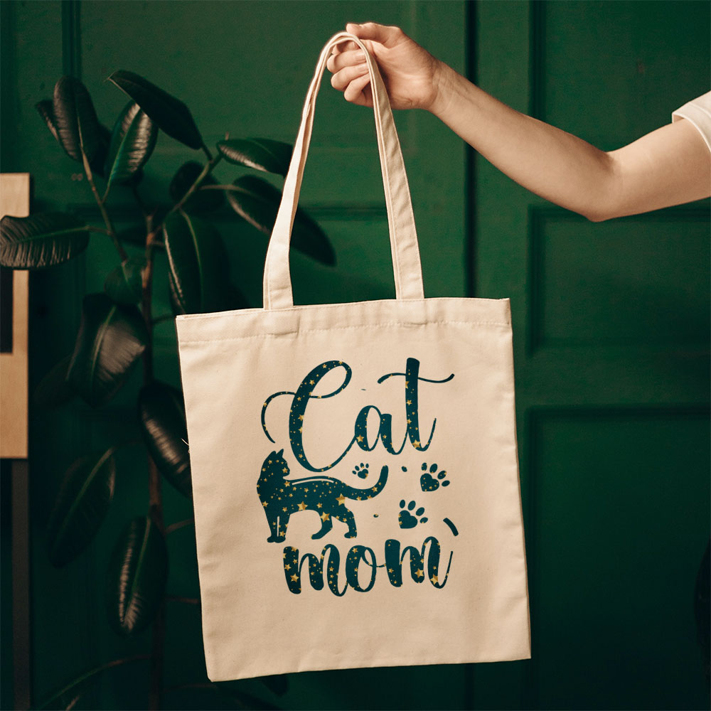 Cat Mom With Pawprints In Star Pattern Tote at $22.95 found at Personalizedpetlovergifts