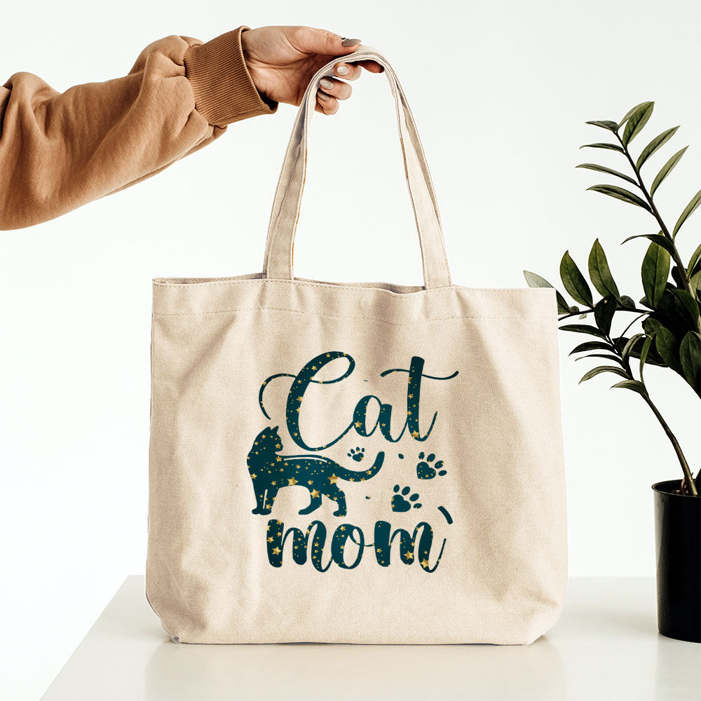 Cat Mom With Pawprints In Star Pattern Tote at $22.95 found at Personalizedpetlovergifts