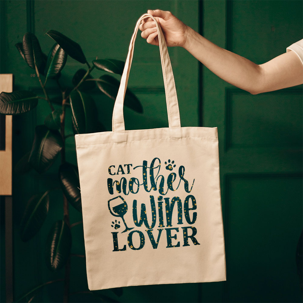 Cat Mother Wine Lover In Star Pattern Tote at $22.95 found at Personalizedpetlovergifts