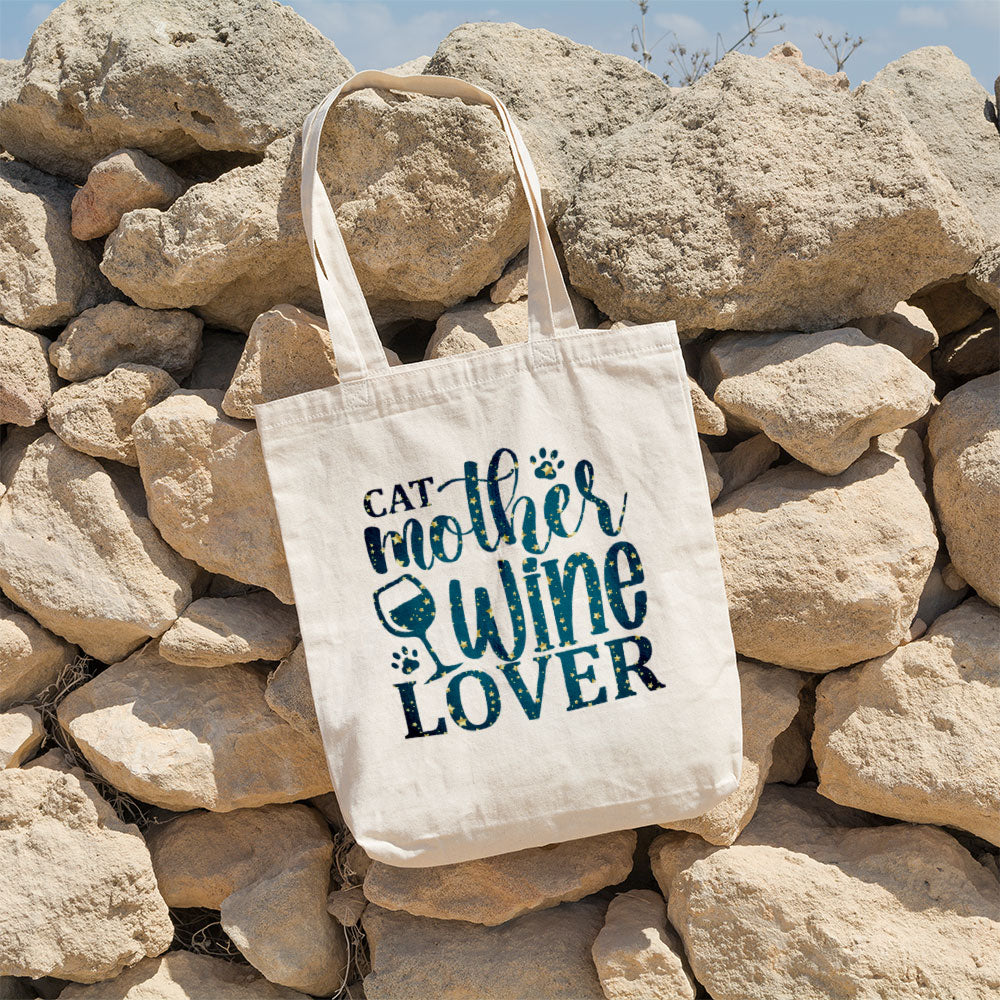 Cat Mother Wine Lover In Star Pattern Tote at $22.95 found at Personalizedpetlovergifts