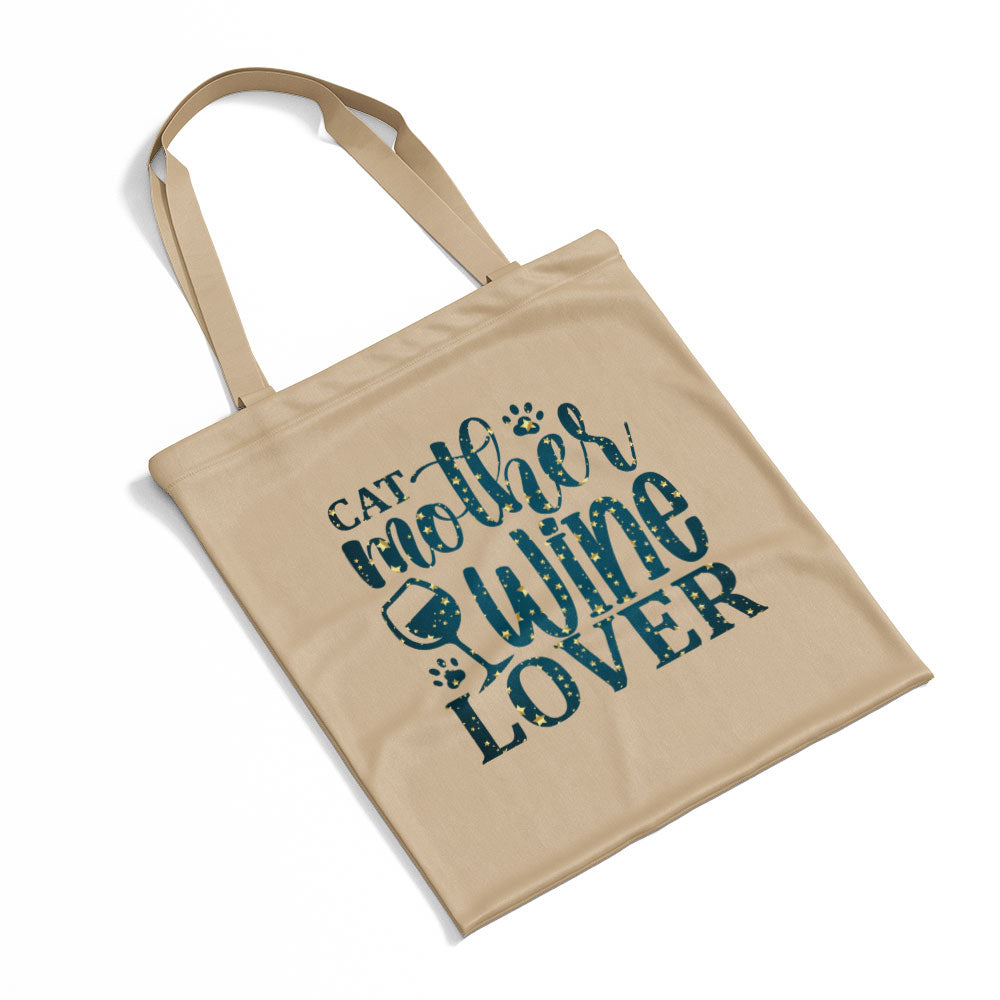 Cat Mother Wine Lover In Star Pattern Tote at $22.95 found at Personalizedpetlovergifts