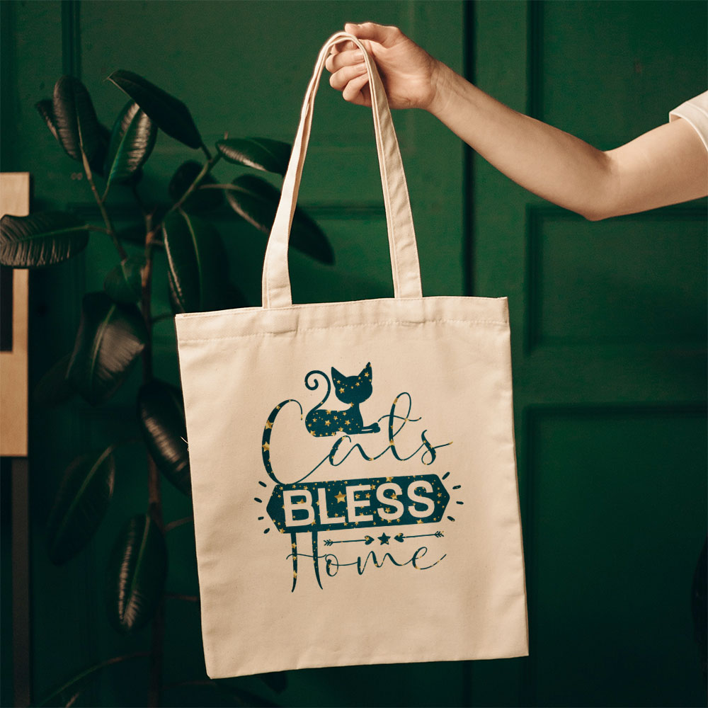 Cats Bless Home In Star Pattern Tote at $22.95 found at Personalizedpetlovergifts