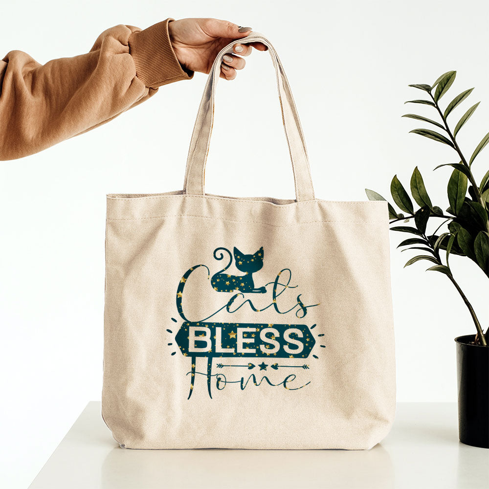 Cats Bless Home In Star Pattern Tote at $22.95 found at Personalizedpetlovergifts