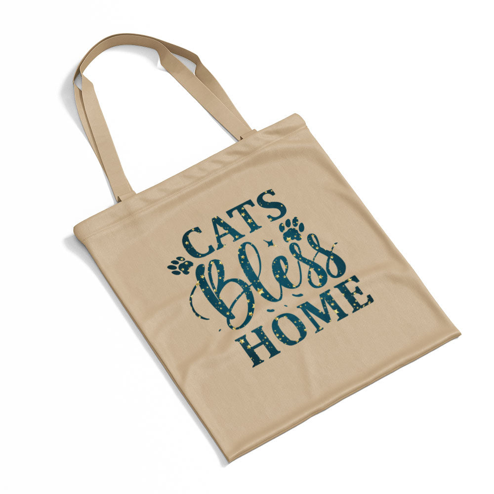 Cats Bless Home with Pawprints In Star Pattern Tote at $22.95 found at Personalizedpetlovergifts