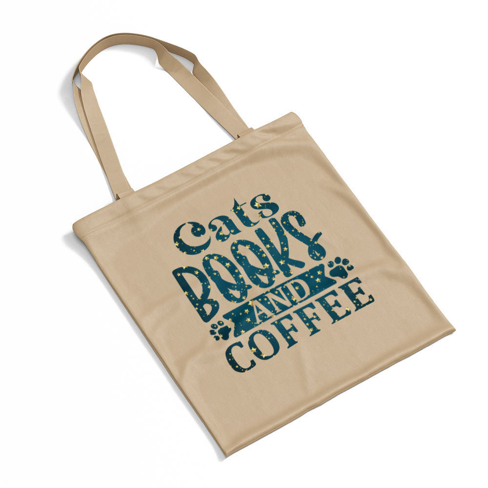 Cats Book And Coffee In Star Pattern Tote at $22.95 found at Personalizedpetlovergifts