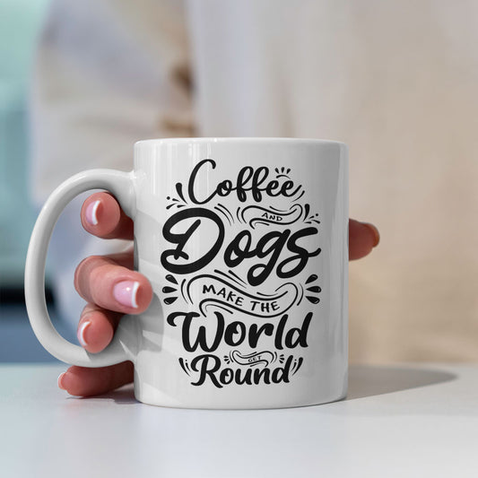 Coffee And Dogs Make The World Go Round Mugs at $13.95 found at Personalizedpetlovergifts