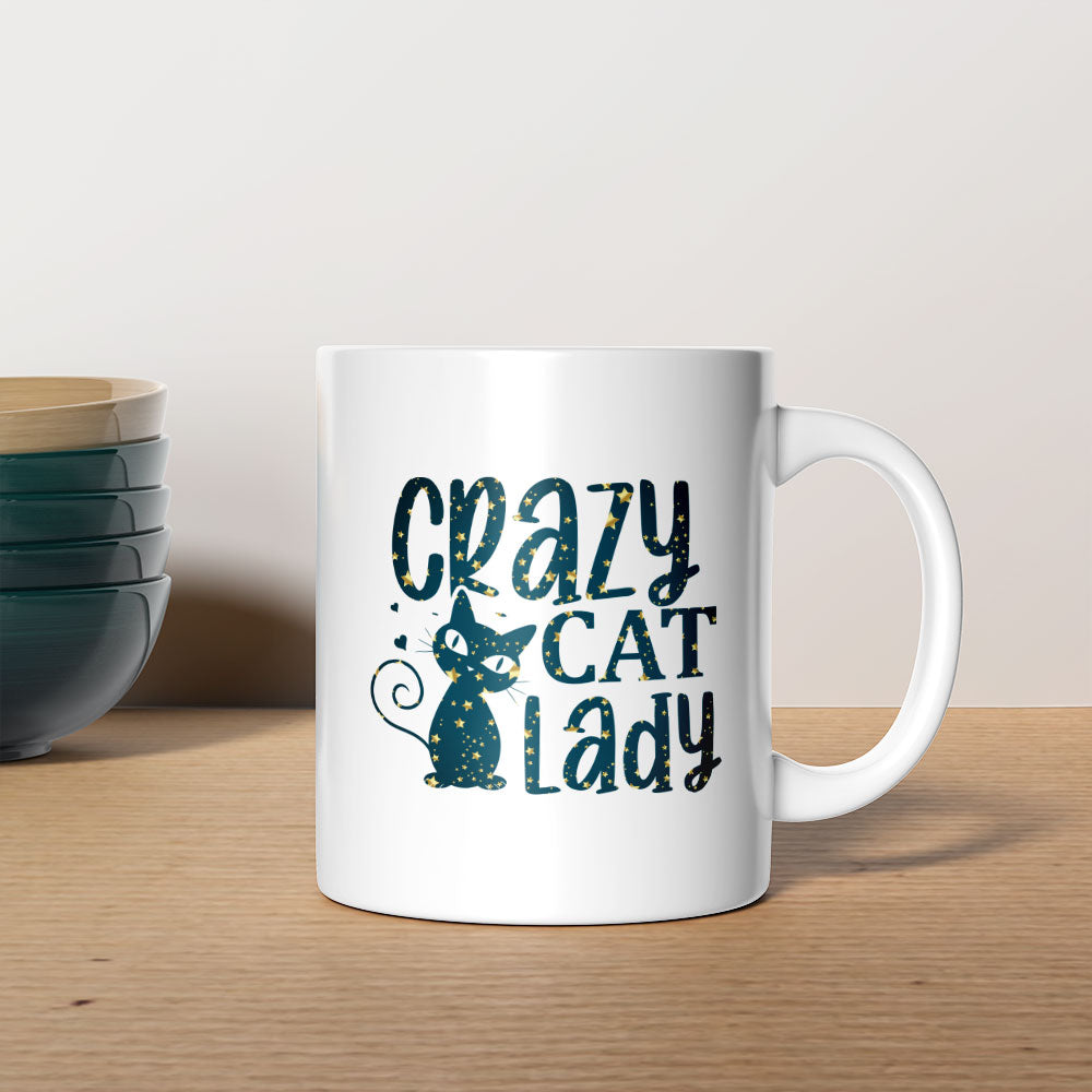 Crazy Cat Lady With a Cat In Star Pattern Mug at $13.95 found at Personalizedpetlovergifts