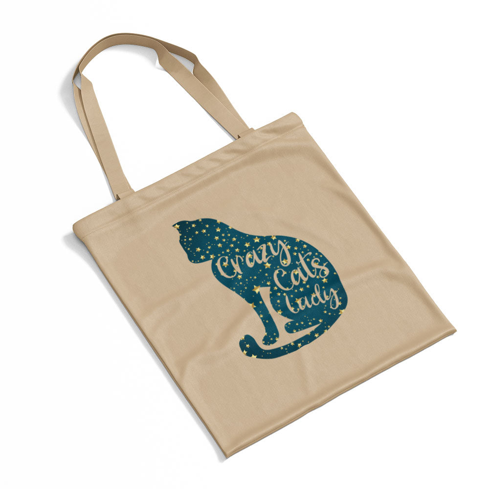 Crazy Cats Lady In Star Pattern Tote at $22.95 found at Personalizedpetlovergifts