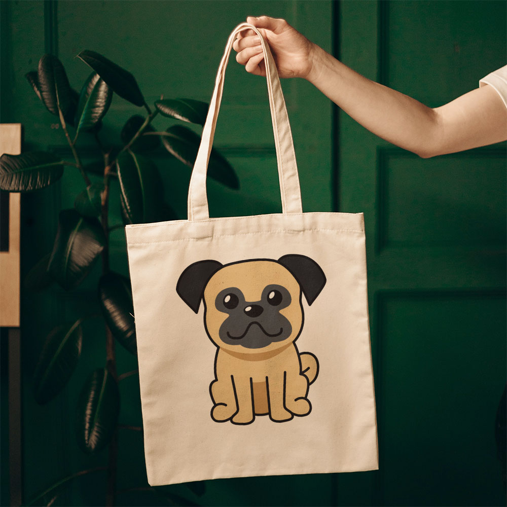 Cute Pug Cartoon Totes at $22.95 found at Personalizedpetlovergifts