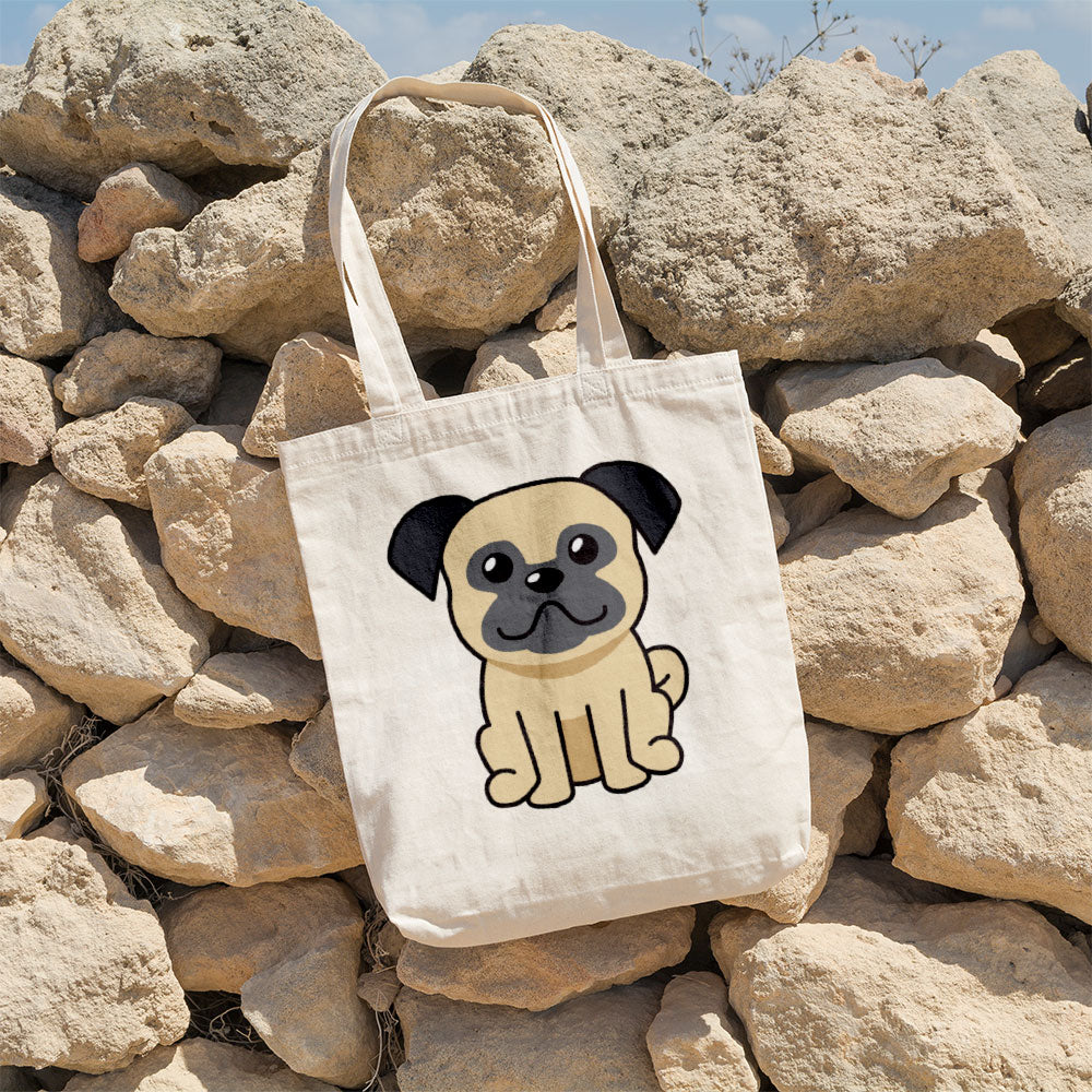 Cute Pug Cartoon Totes at $22.95 found at Personalizedpetlovergifts