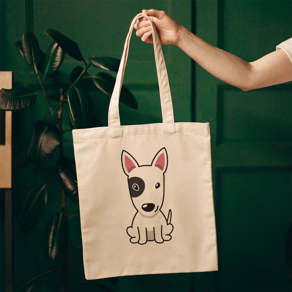 Cute White Bull Terrier Totes at $22.95 found at Personalizedpetlovergifts