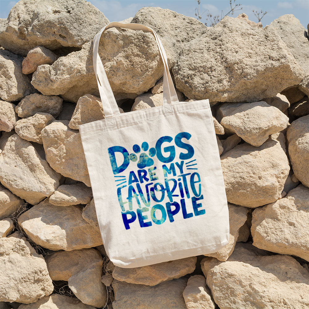 Dog Are My Favorite People With Blue Paint Font Totes at $22.95 found at Personalizedpetlovergifts