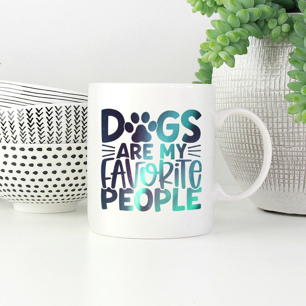 Dog Are My Favorite People with Green Galaxy font Mugs at $13.95 found at Personalizedpetlovergifts