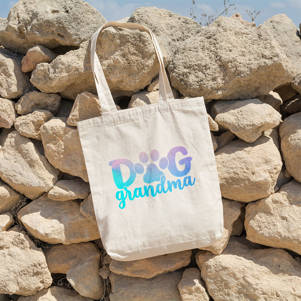 Dog Grandma With Blue Gradient Font Totes at $22.95 found at Personalizedpetlovergifts