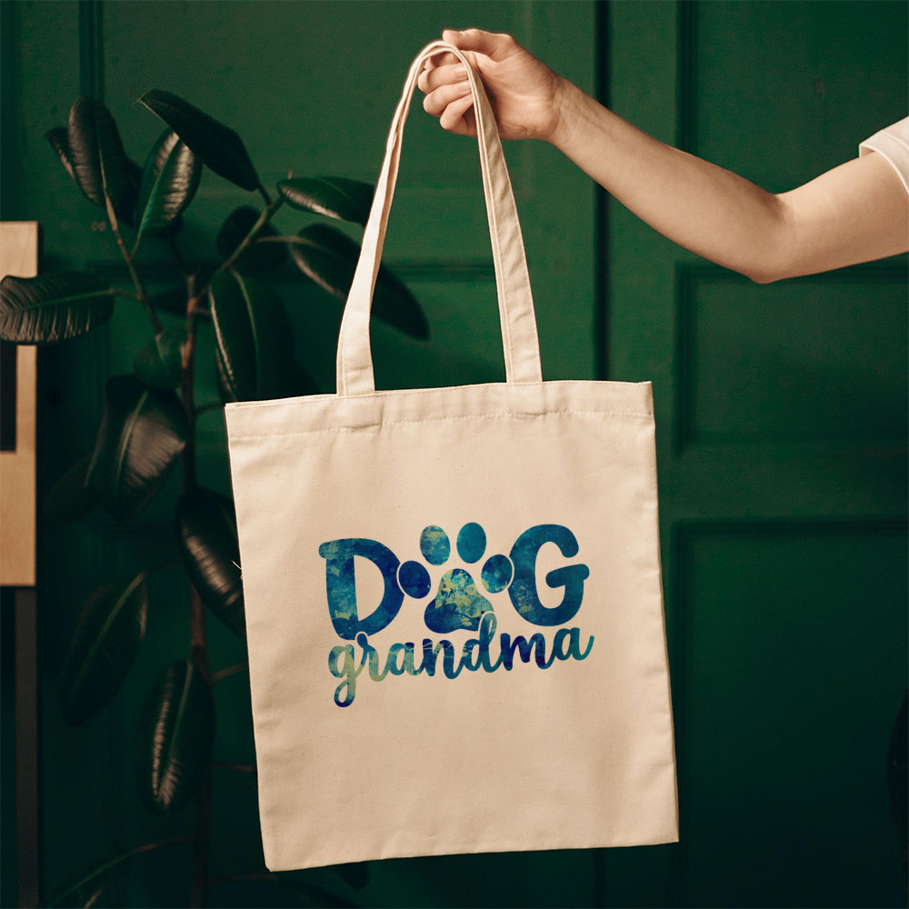 Dog Grandma With Blue Paint Font Totes at $22.95 found at Personalizedpetlovergifts