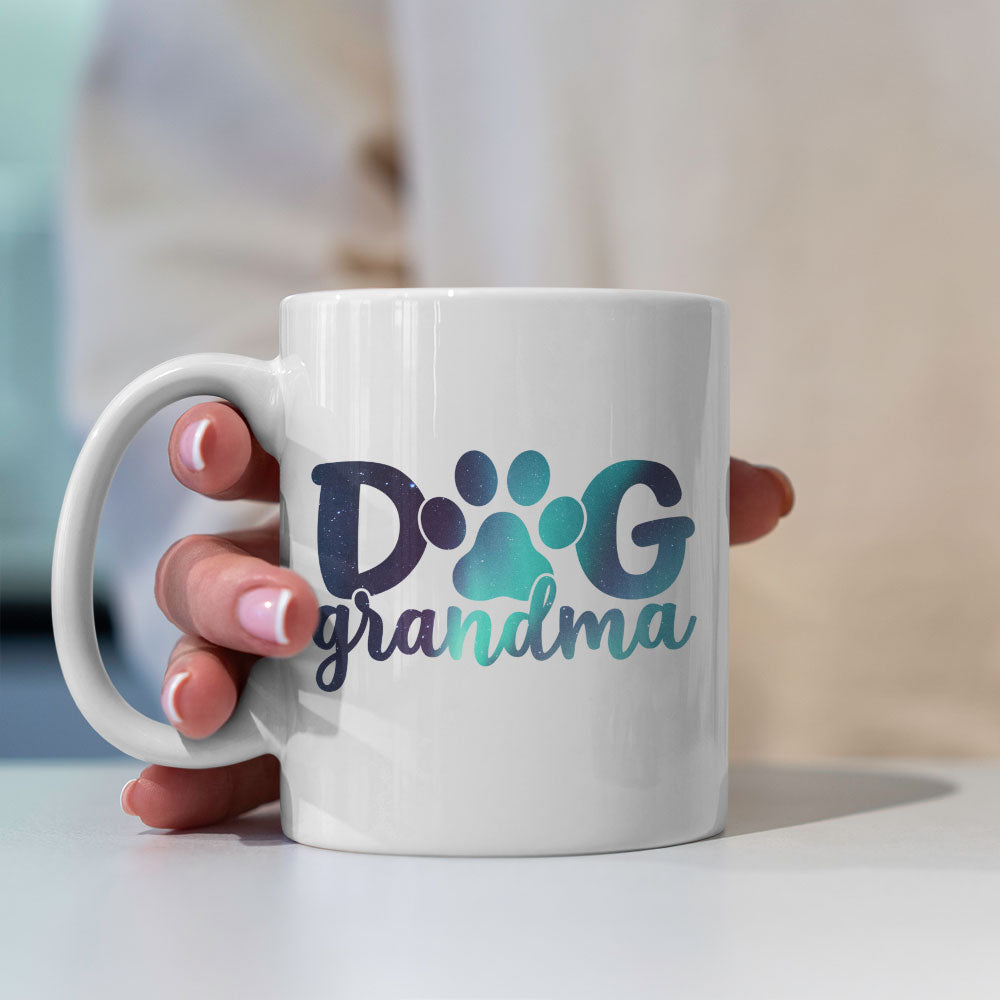 Dog Grandma with Green Galaxy font Mugs at $13.95 found at Personalizedpetlovergifts