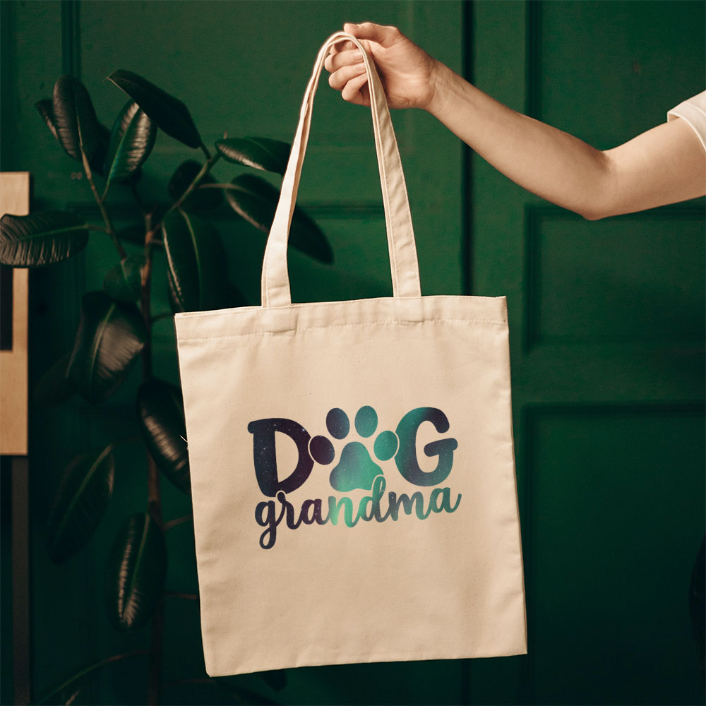 Dog Grandma With Green Galaxy Font Totes at $22.95 found at Personalizedpetlovergifts