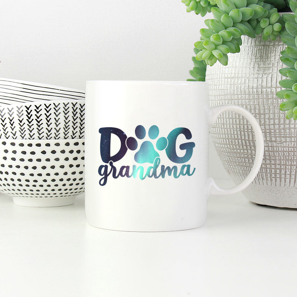 Dog Grandma with Green Galaxy font Mugs at $13.95 found at Personalizedpetlovergifts