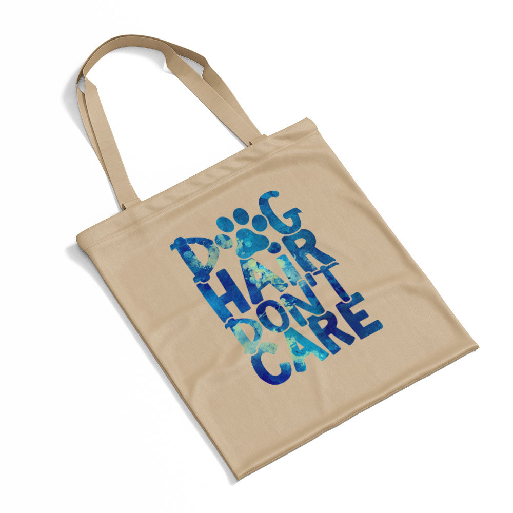 Dog Hair Don_t Care With A Paw With Blue Paint Font Totes at $22.95 found at Personalizedpetlovergifts