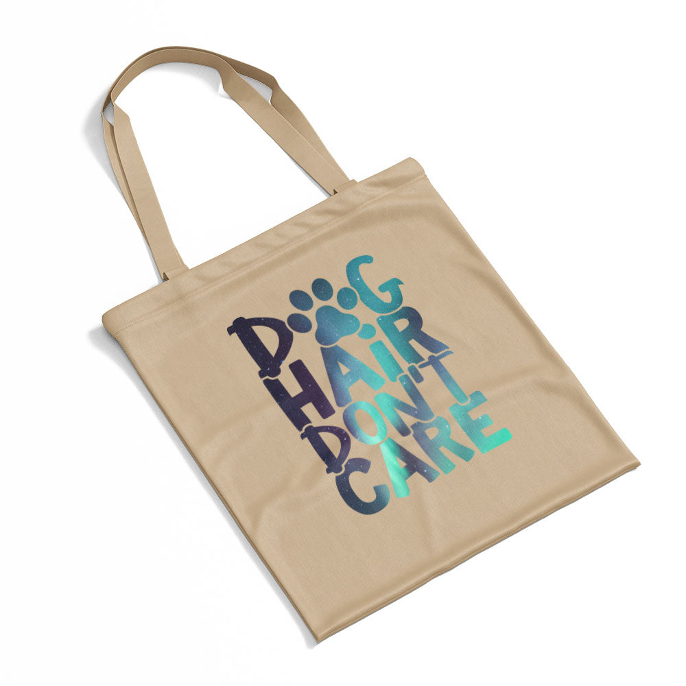 Dog Hair Don_t Care With A Paw With Green Galaxy Font Totes at $22.95 found at Personalizedpetlovergifts