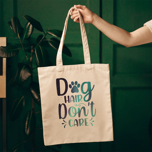 Dog Hair Don_t Care With Green Galaxy Font Totes at $22.95 found at Personalizedpetlovergifts