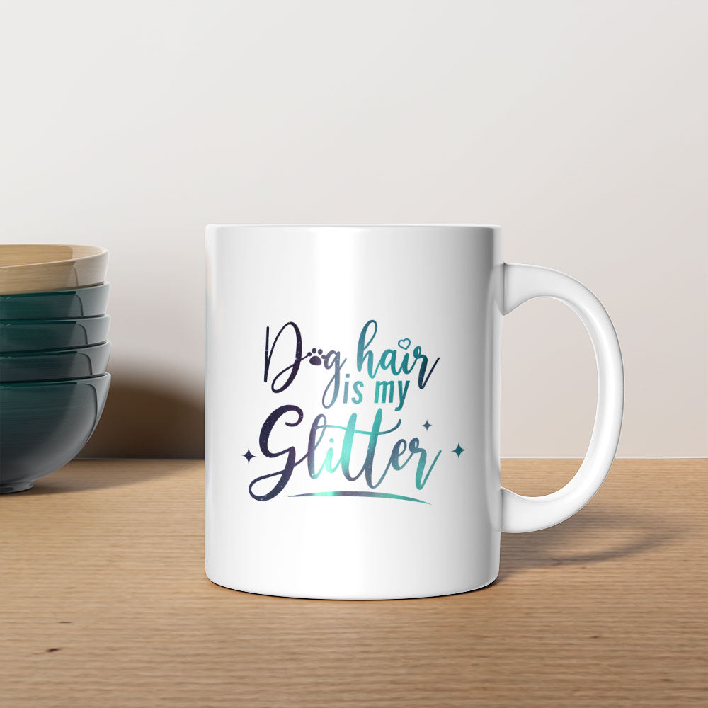 Dog Hair Is My Glitter with Green Galaxy font Mugs at $13.95 found at Personalizedpetlovergifts