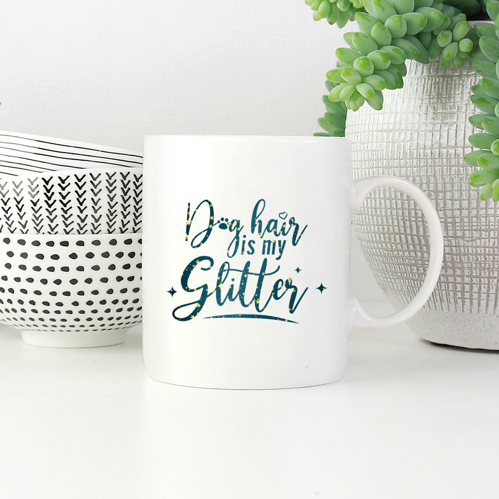 Dog Hair Is My Glitter with star font Mugs at $13.95 found at Personalizedpetlovergifts