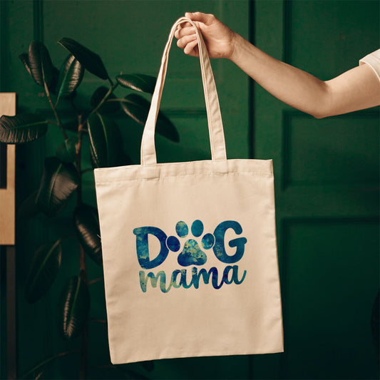 Dog Mama With A Paw With Blue Paint Font Totes at $22.95 found at Personalizedpetlovergifts