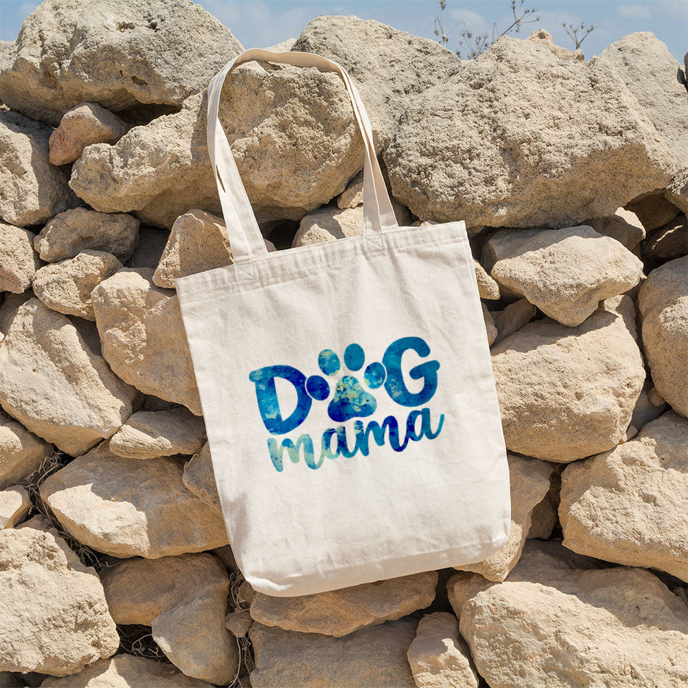 Dog Mama With A Paw With Blue Paint Font Totes at $22.95 found at Personalizedpetlovergifts