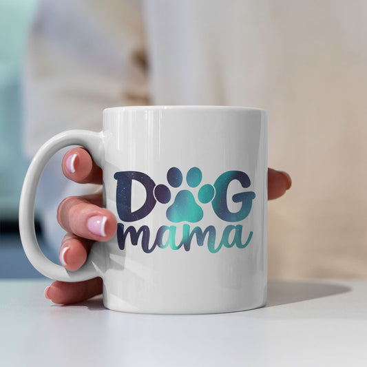 Dog Mama With A Paw with Green Galaxy font Mugs at $13.95 found at Personalizedpetlovergifts