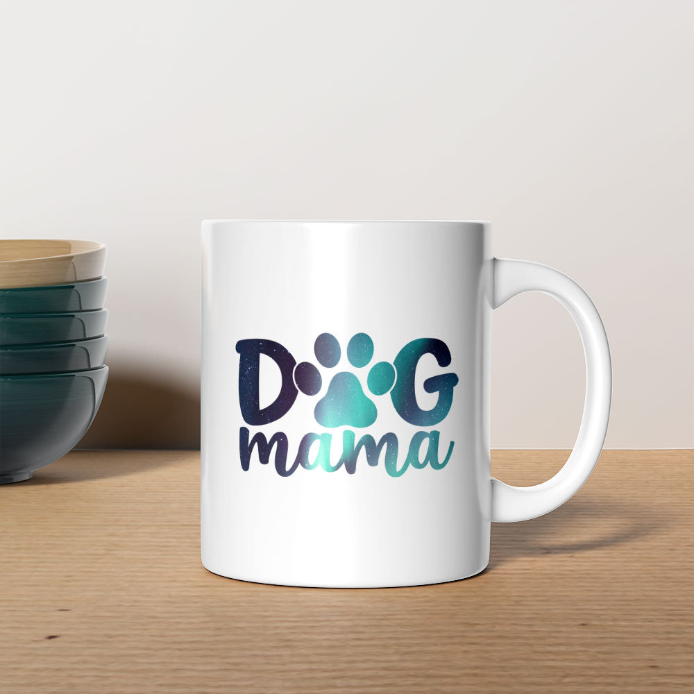 Dog Mama With A Paw with Green Galaxy font Mugs at $13.95 found at Personalizedpetlovergifts