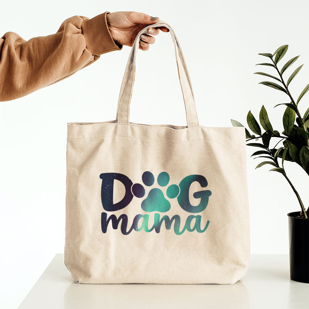 Dog Mama With A Paw With Green Galaxy Font Totes at $22.95 found at Personalizedpetlovergifts