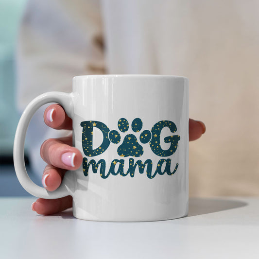 Dog Mama With A Paw with star font Mugs at $13.95 found at Personalizedpetlovergifts