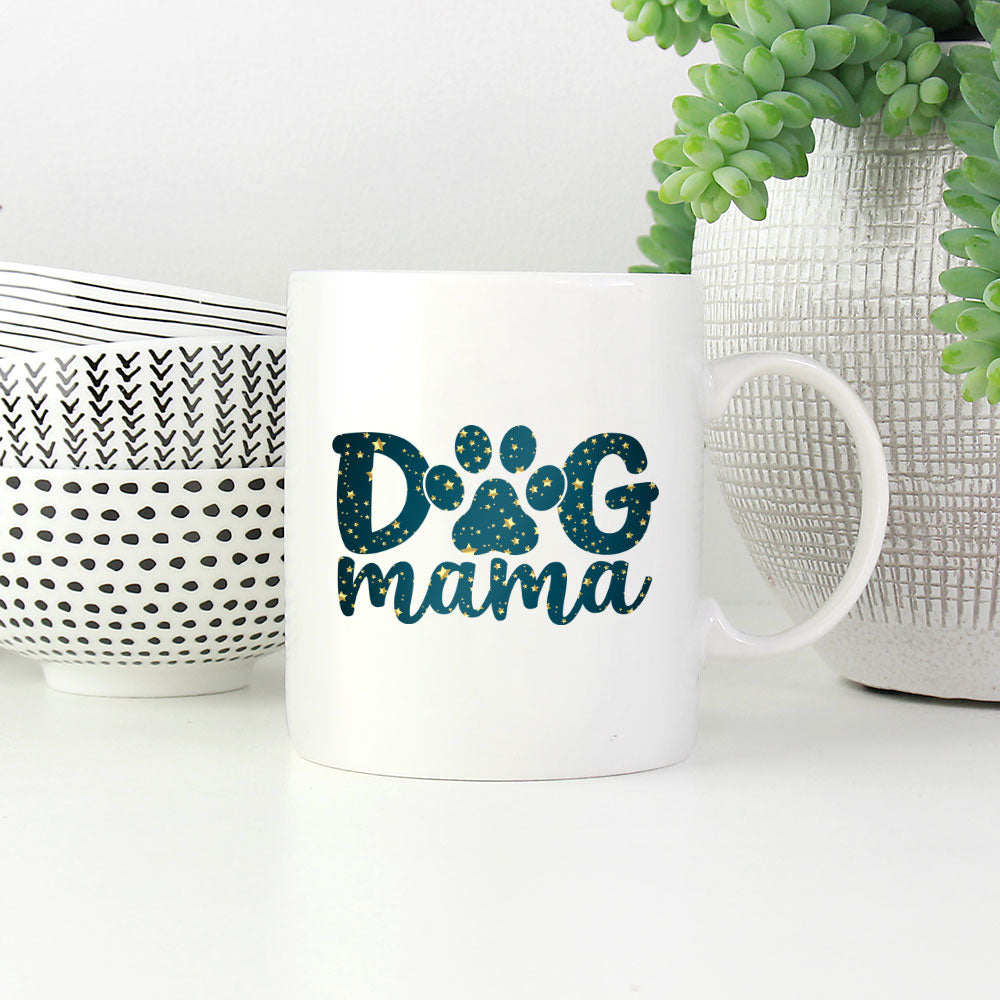 Dog Mama With A Paw with star font Mugs at $13.95 found at Personalizedpetlovergifts