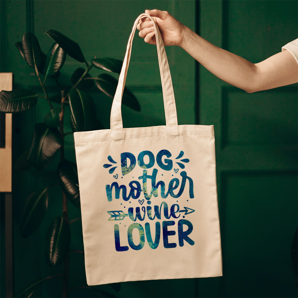 Dog Mother Wine Lover With Blue Paint Font Totes at $22.95 found at Personalizedpetlovergifts